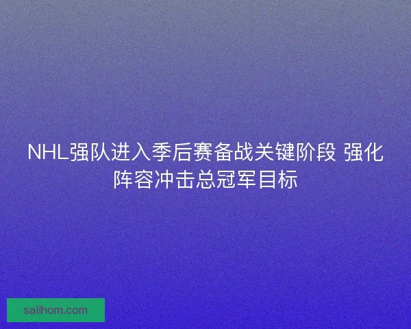 NHL强队进入季后赛备战关键阶段 强化阵容冲击总冠军目标 NHL强队进入季后赛备战关键阶段 强化阵容冲击总冠军目标