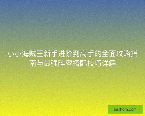 小小海贼王新手进阶到高手的全面攻略指南与最强阵容搭配技巧详解