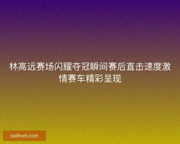 林高远赛场闪耀夺冠瞬间赛后直击速度激情赛车精彩呈现 林高远赛场闪耀夺冠瞬间赛后直击速度激情赛车精彩呈现