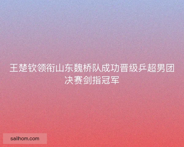 王楚钦领衔山东魏桥队成功晋级乒超男团决赛剑指冠军 王楚钦领衔山东魏桥队成功晋级乒超男团决赛剑指冠军